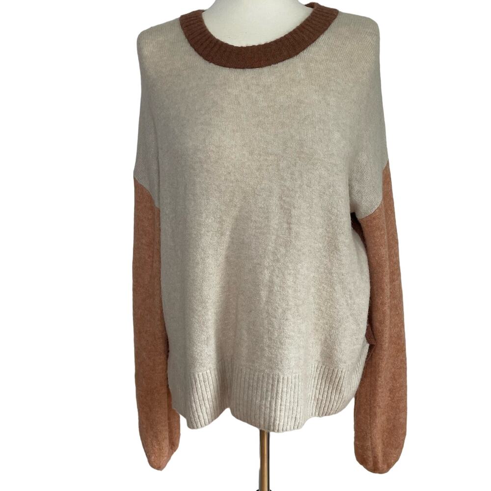 Madewell Colorblock Wool Sweater M Womens Long Sleeve Oversized Drop Sleeve